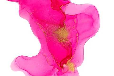 Alcohol ink pink abstract pattern. Watercolor stains illustration isolated on Stock Illustration