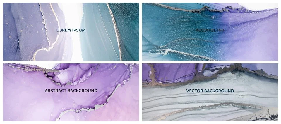 Alcohol ink technique vector textures. Luxury blue, green and gold marble Stock Illustration