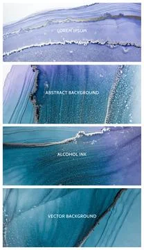 Alcohol ink technique vector textures. Luxury blue, green and gold marble Stock Illustration