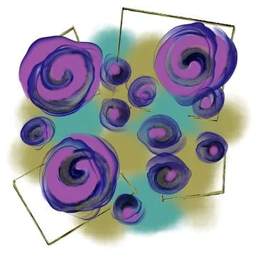 Alcohol ink texture with gold foiled, purple color Stock Photos