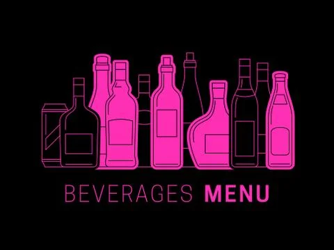 Alcohol menu with bottles Stock Illustration