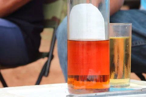 Alcohol placed on the table. Stock Photos