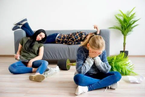 Alcohol problems in a family Stock Photos
