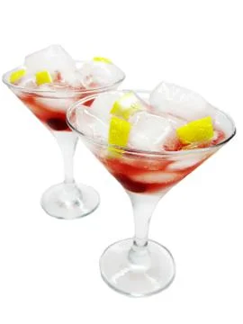 Alcohol punch cocktail drinks with cherry Stock Photos