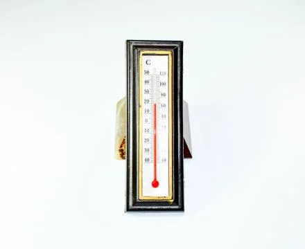 Alcohol thermometer in frame. Red scale thermometer. Foto stock