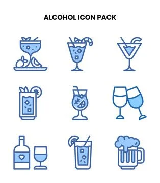 Alcohol Two Colour Graphics Icons Pack Stock Illustration