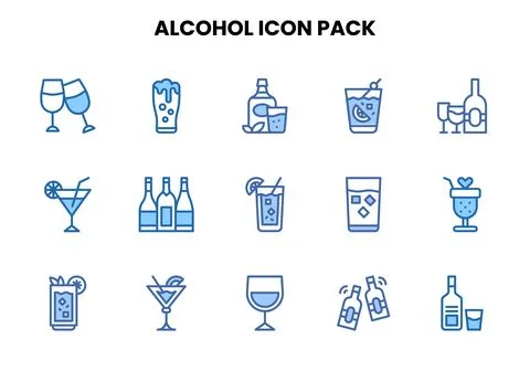 Alcohol Two Colour UI Icons Pack Stock Illustration