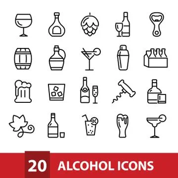 Alcohol vector icons collection Stock Illustration
