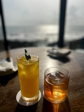 Alcohol with a view. Foto stock
