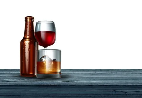 Alcohol On White Background 스톡 일러스트