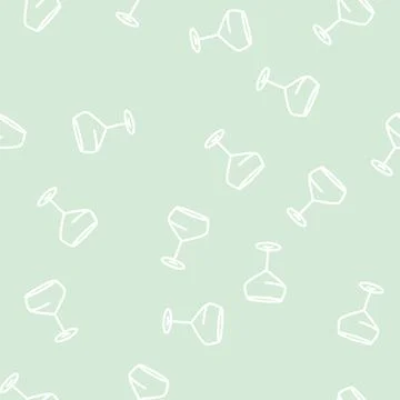 Alcohol wine glass line vector seamless pattern Illustrazione stock