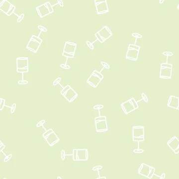 Alcohol wine glass line vector seamless pattern 스톡 일러스트