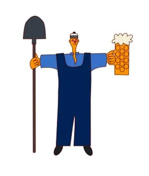 Alcohol on workplace - construction worker Illustrazione stock