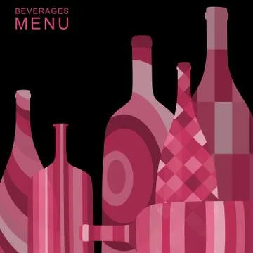 Alcoholic background with abstract bottles Stock Illustration
