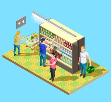 Alcoholic Beverage Department Composition Stock Illustration