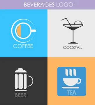 Alcoholic beverage icons. Patterns logo Stock Illustration