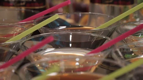 Alcoholic beverages in colored tubes Stock Footage 127420972