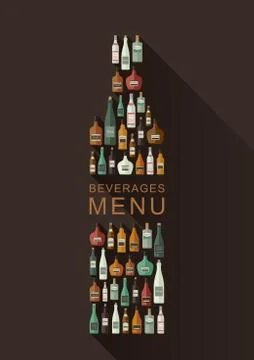 Alcoholic beverages menu Stock Illustration