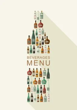 Alcoholic beverages menu Stock Illustration