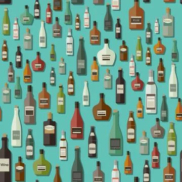 Alcoholic beverages seamless pattern Stock Illustration