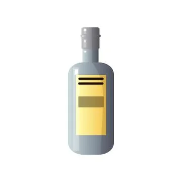 Alcoholic drink in a beautiful glass bottle of unusual shape on white background Stock Illustration