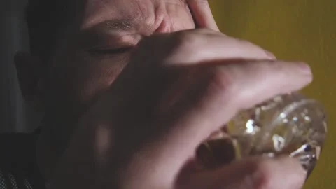 Alcoholic Drinking Whiskey. Stock Footage 100636207