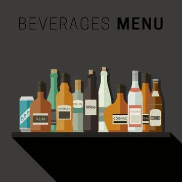 Alcoholic drinks menu Stock Illustration