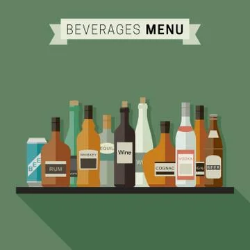 Alcoholic drinks menu Stock Illustration