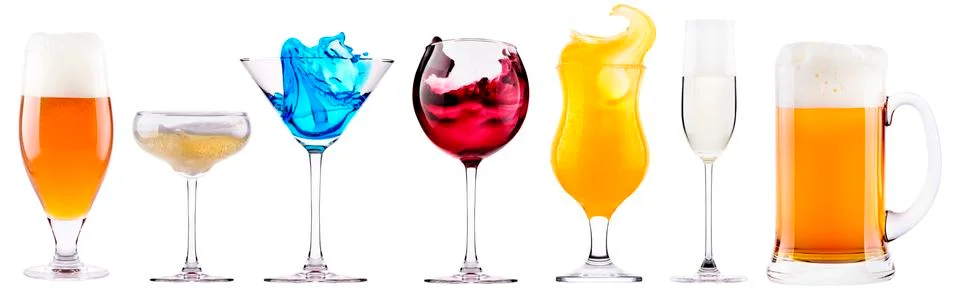 Alcoholic drinks set with splash Stock Photos