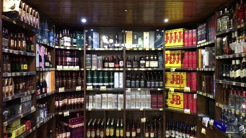 Alcoholic Drinks on store of a Supermarket Stock Footage 90944449