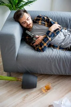 Alcoholic drunkard man Stock Photos