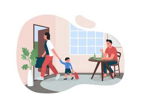 Alcoholic father 2D vector web banner, poster Stock Illustration