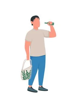 Alcoholic flat color vector faceless character Stock Illustration