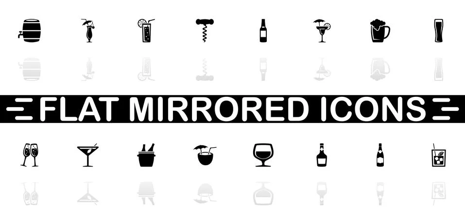 Alcoholic - Flat Vector Icons Stock Illustration
