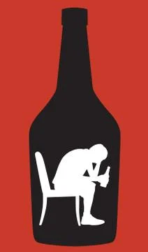 Alcoholic Inside a Bottle Stock Illustration