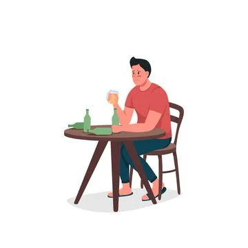 Alcoholic man flat color vector detailed character 스톡 일러스트