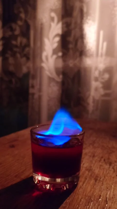 Alcoholic Shot On Fire Stock Footage 286749884