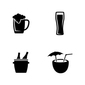 Alcoholic. Simple Related Vector Icons Stock Illustration