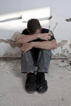 Alcoholic in a Slum Stock Photos