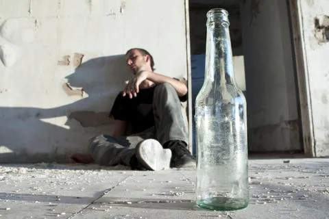Alcoholic in a Slum Stock Photos