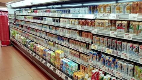 Alcoholic Strong Zero Beverages and Beer Cans in Japanese Supermarket in Osaka Stock Footage 269157164