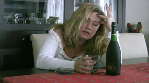 Alcoholic woman Stock Footage