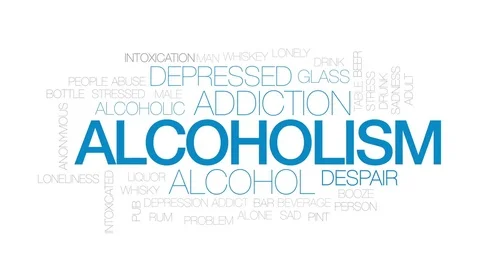 Alcoholism animated word cloud, text design animation. Kinetic typography. Stock Footage