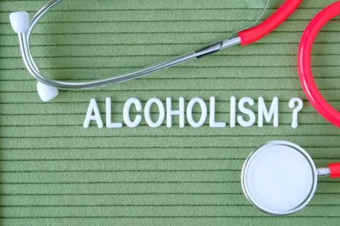 Alcoholism - a text with a question mark Fotos de archivo