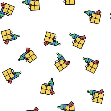 Alcoholiv drink gift vector seamless pattern Stock Illustration