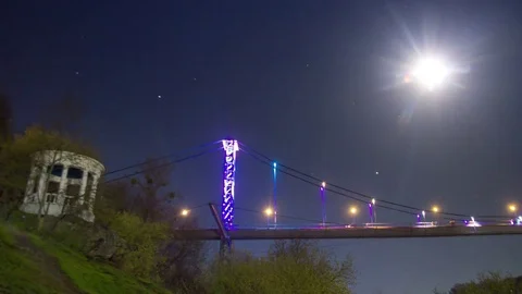 Alcove in the night on bridge background Stock Footage 74345820