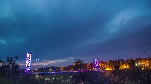 Alcove in the night on bridge background Stock Footage 74500523