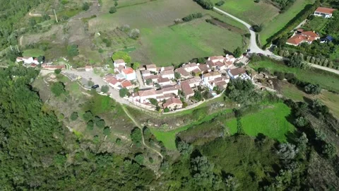 Aldeia da Mata Pequena: A Hidden Gem in Portugal's Countryside - aerial view Stock Footage 288851925