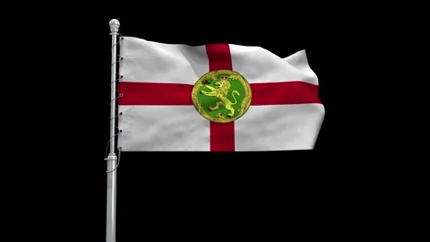 Alderney Flag Waving in Loop and Textured 3d Rendered Background Stock Footage 282888594