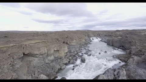 Aldeyjarfoss waterfall from above Video stock 83960462